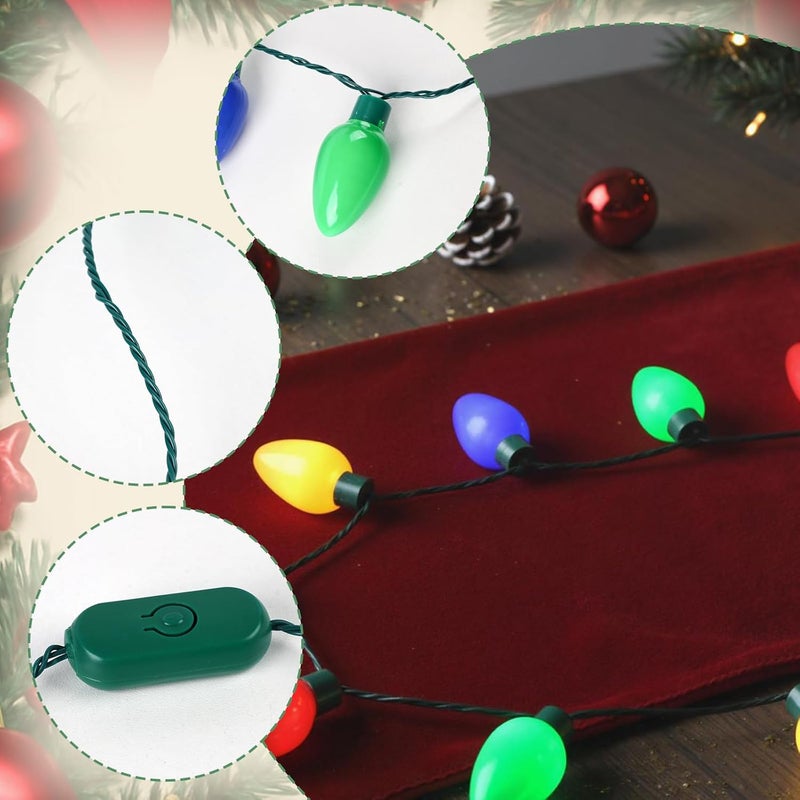 POPLAY Christmas Light up Necklace, 2PCS Wearable Colorful Christmas Lights with 3 Flash Modes, Ugly Sweater Lights for Xmas Party Favor - Image 3